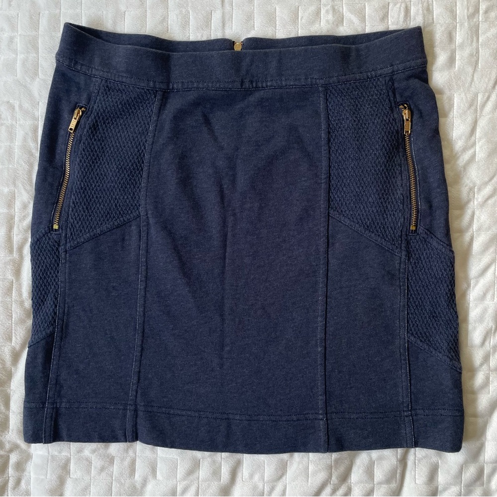 MARC BY MARC JACOBS Navy Blue Cotton Gold Zip Miniskirt Size M